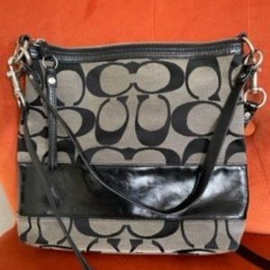 COACH- Black Signature Canvas/Leather Crossbody